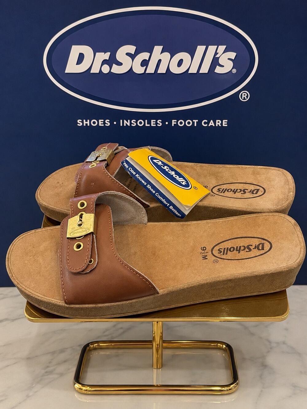 Dr. Scholl’s Brown Leather Buckle Slide Comfort Sandals Womens 9.5M